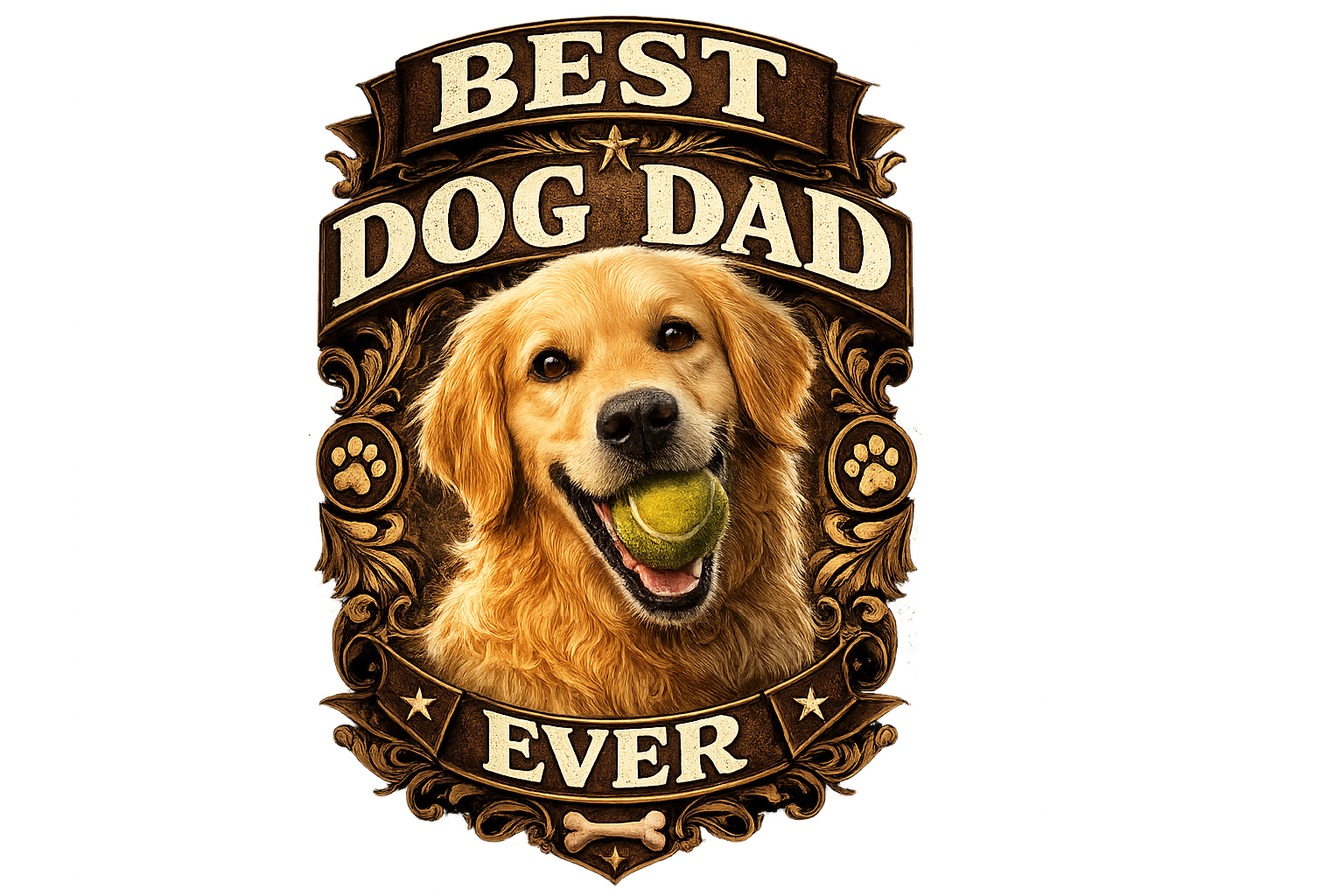 Custom Best Dog Dad Ever badge design with golden retriever